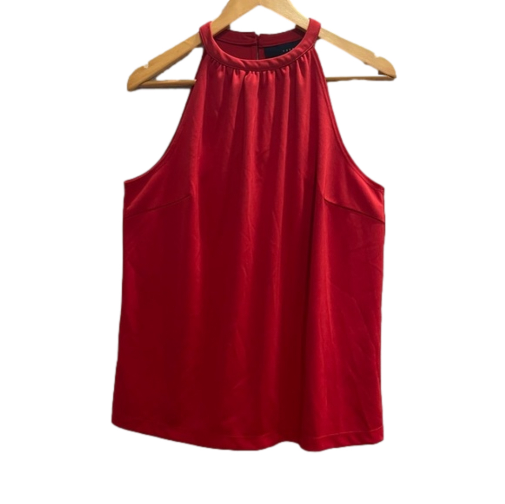 Venezia red halter pleated blouse top. 14/16